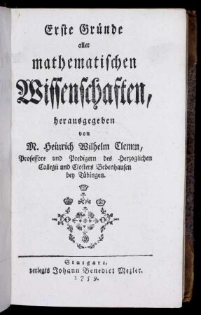 Erste Gründe aller mathematischen Wissenschaften