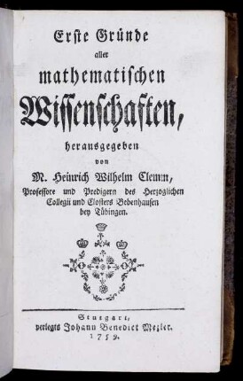 Erste Gründe aller mathematischen Wissenschaften