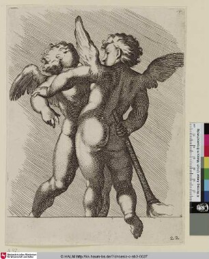 [Groupe de deux Amours dont l'un, vu par le dos, tient une torche]