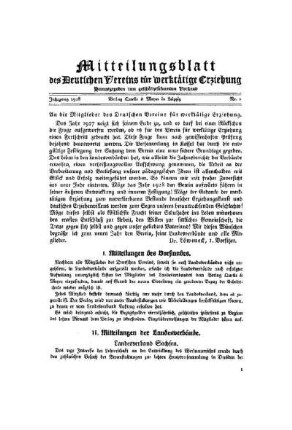 Mitteilungsblatt des Deutschen Vereins für werktätige Erziehung