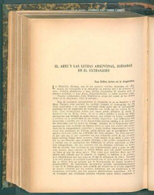 El arte y las letras argentinas, juzgadas en el extranjero
