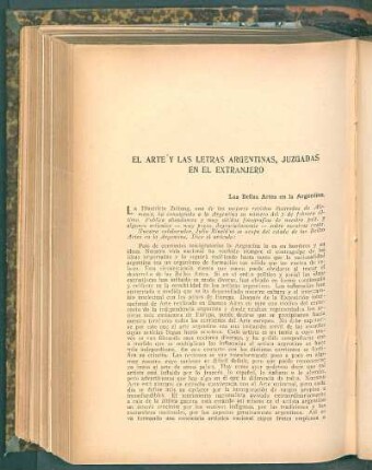El arte y las letras argentinas, juzgadas en el extranjero