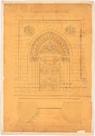 Romanisches Kirchenportal: Ansicht, Horizontalschnitt