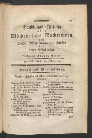 44tes Stück, Gotha, den 2. Nov. 1799.