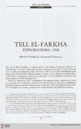 10: Tell el-Farkha : explorations, 1998