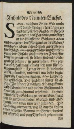 Inhalt des Neunten Buchs.