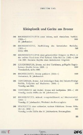 Kleinplastik und Geräte aus Bronze (Nr. 290-327)