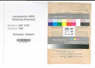 Entnazifizierung Wilhelm Schlueter , geb. 13.07.1901 (Betriebsdirektor)