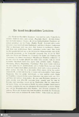 Die Kunst des Staufischen Zeitalters
