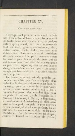 Chapitre XV. Commerce sur mer.