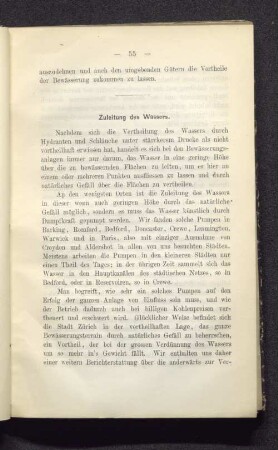 Zuleitung des Wassers.