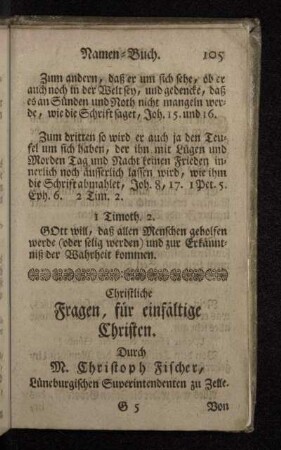 Christliche Fragen, für einfältige Christen.