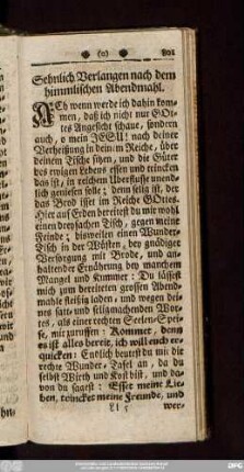 Sehnlich Verlangen nach dem himmlichen Abendmahl.