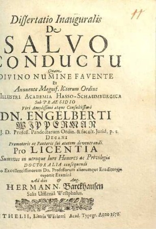 Dissertatio inauguralis de salvo conductu