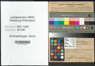Entnazifizierung Hans Schneeberger , geb. 13.08.1911 (Inspektor)