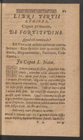 Caput primum. De Fortitudine.