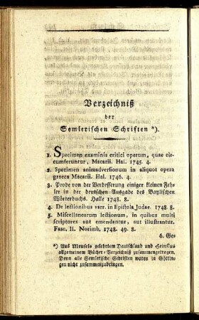 Verzeichniß der Semlerischen Schriften.