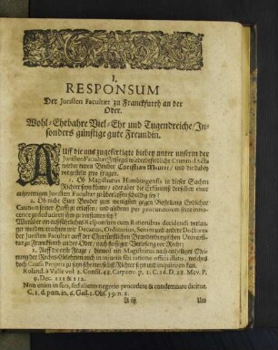 [I. Responsum - III. Responsum]