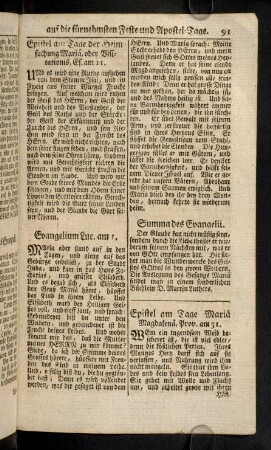 91-99, Epistel am Tage Mariae Magdalenä. - Epitel am Tage der Kirchweihung.