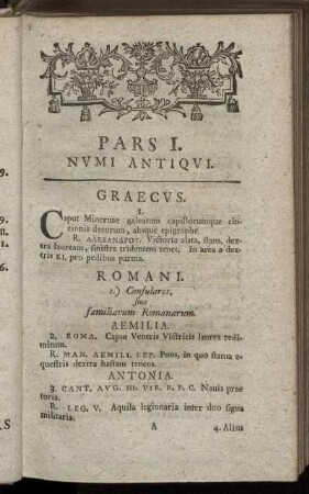 Pars I. Numi Antiqui.