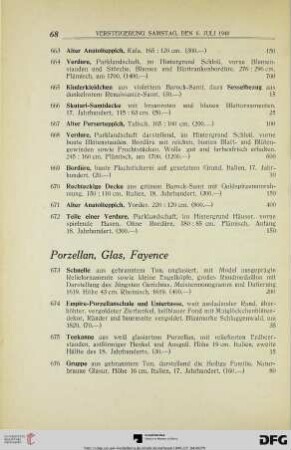 Porzellan, Glas, Fayence (Nr. 673-707)