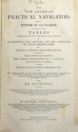 The new American practical navigator : being an epitome of navigation. 1874