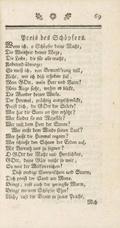 Preis des Schöpfers