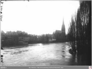 Müllermain und Sachsenhäuser Ufer bei Hochwasser von Nordosten