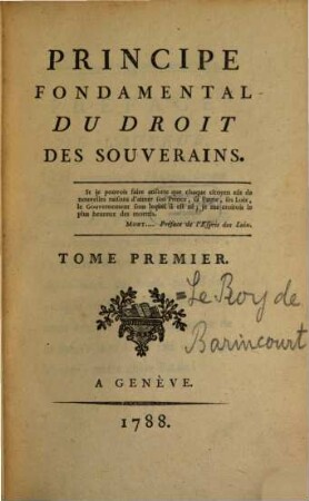 Principe Fondamental Du Droit Des Souverains, 1
