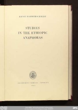 Studies in the Ethiopic anaphoras