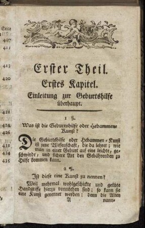 Erstes Kapitel. Einleitung zur Geburtshilfe überhaupt.
