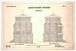 Bestandszeichnung des Wasserturms der Landesirrenanstalt Eberswalde. Bl. 5 - Rechte und linke Seitenansicht