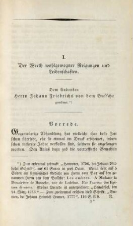 I. Der Werth wohlgewogner Neigungen und Leidenschaften