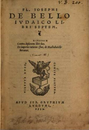 Fl. Iosephi De Bello Ivdaico Libri Septem