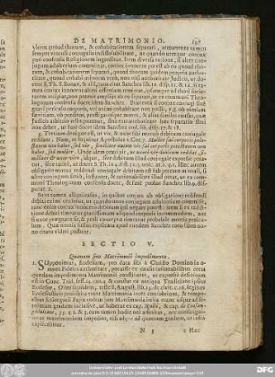 Sectio V. Quaenam sint Matrimonii impedimenta.