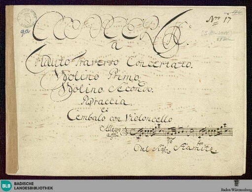 Concertos - Mus. Hs. 912 : fl, vl (2), vla, bc; C; GroF 668
