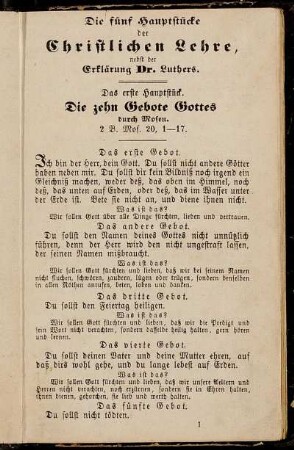 Die fünf Hauptstücke der Christlichen Lehre