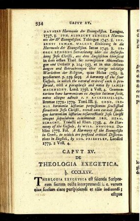 Caput XV. De Theologia Exegetica. - Caput XIX. De Theologia Polemica.