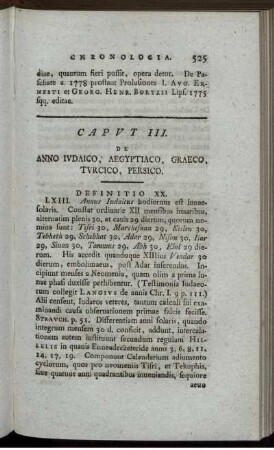 Caput III. De anno iudaico; Aegyptiaco, Graeco, Turcico, Persico.