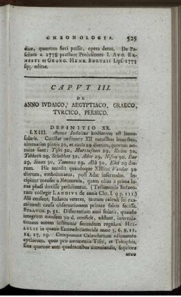 Caput III. De anno iudaico; Aegyptiaco, Graeco, Turcico, Persico.