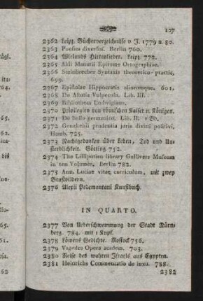 127-138, In Quarto. In Octavo.