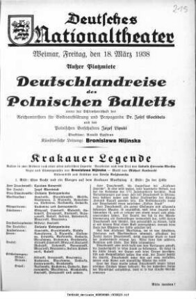 Deutschlandreise des Polnischen Balletts
