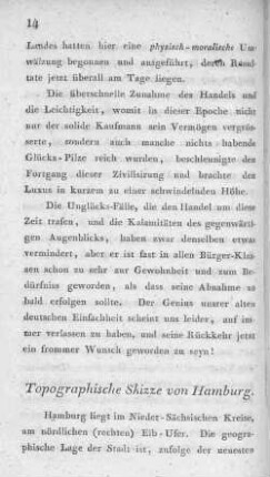 Topographische Skizze von Hamburg.