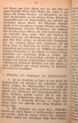3. Statuten und Satzungen der Erzbruderschaft.