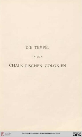 Die Tempel in den chalkidischen Colonien