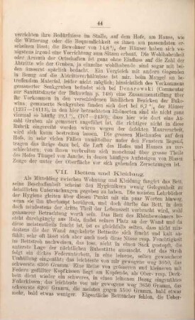 VII. [i.e. VIII] Betten und Kleidung.