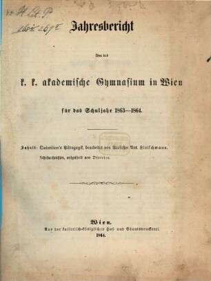 Jahresbericht. 1863/64