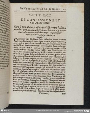 Caput XVIII. De Confessione Et Absolutione