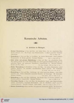 Keramische Arbeiten (Nr. 1 - 157)