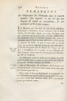 Remarques sur l'observation de Hollandois dans la Nouvelle Zemble ; ...